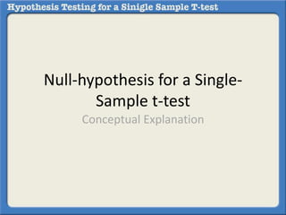 Null-hypothesis for a Single- 
Sample t-test 
Conceptual Explanation 
 