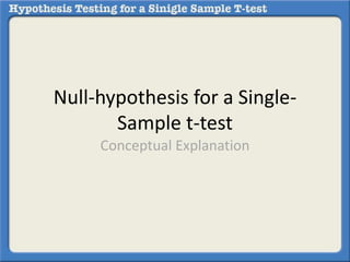 Null-hypothesis for a Single-
Sample t-test
Conceptual Explanation
 