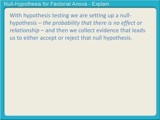 Null hypothesis for a Factorial ANOVA | PPTX