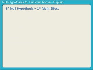 Null hypothesis for a Factorial ANOVA | PPTX