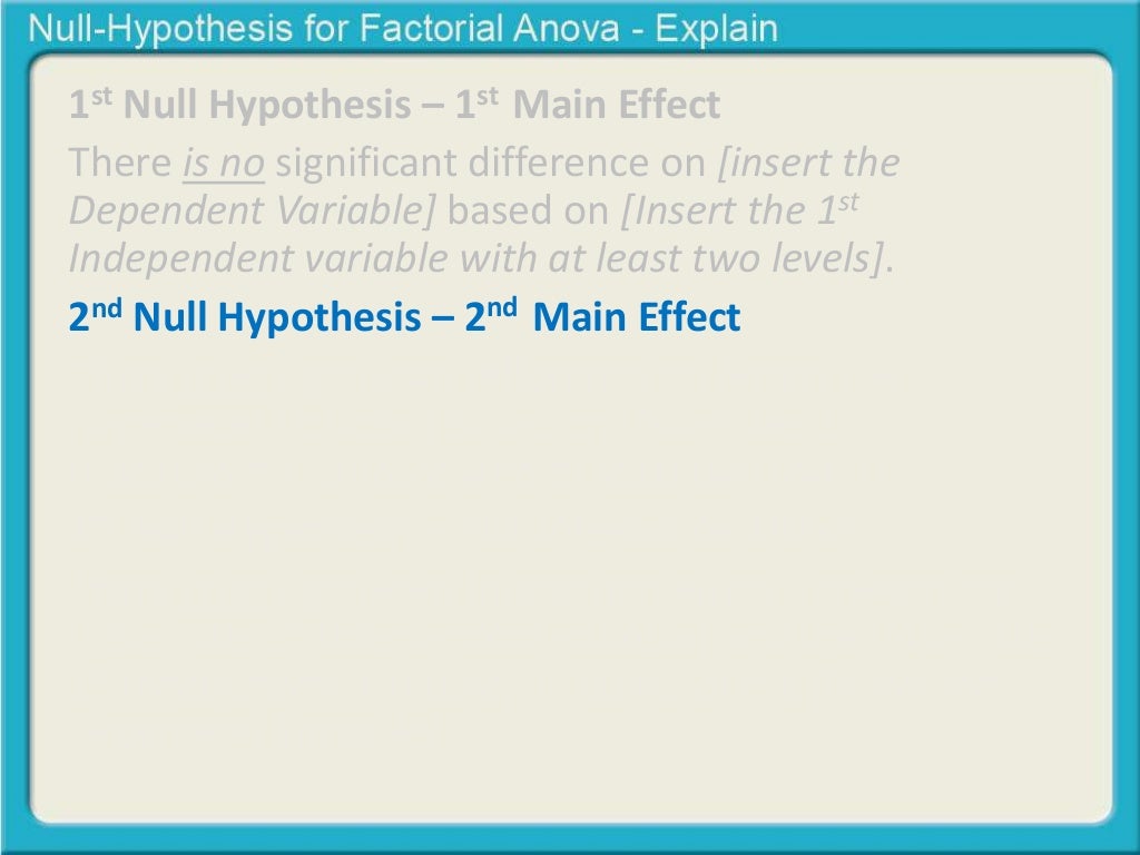Null hypothesis for a Factorial ANOVA