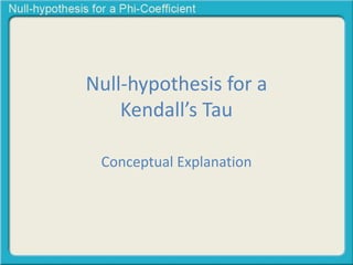 Null-hypothesis for a 
Kendall’s Tau 
Conceptual Explanation 
 
