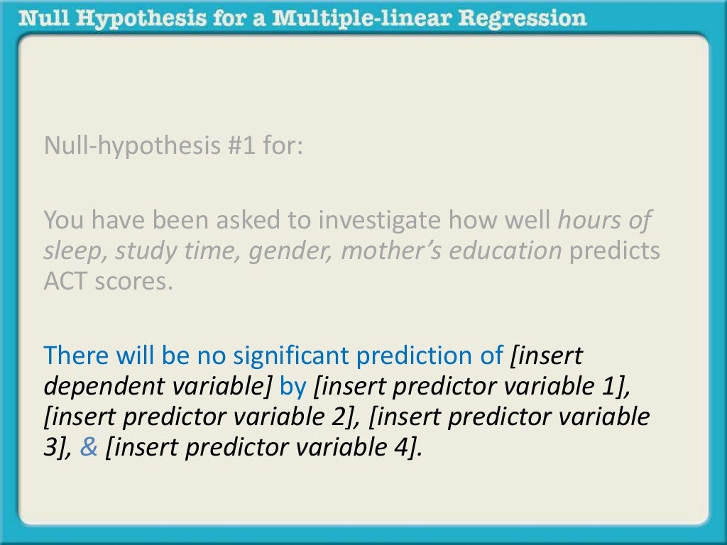 null hypothesis for regression
