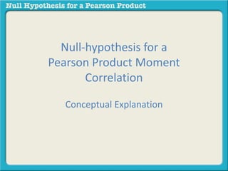 Null-hypothesis for a
Pearson Product Moment
Correlation
Conceptual Explanation
 