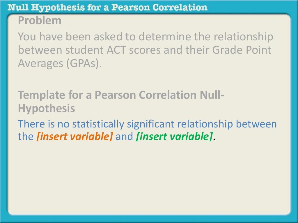 Null hypothesis for pearson correlation