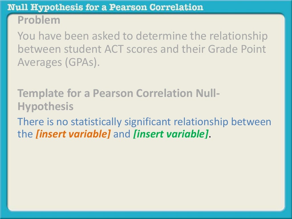 null hypothesis correlation example