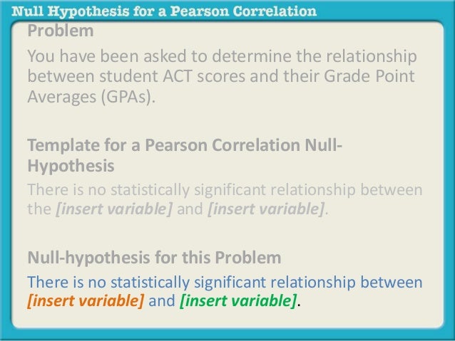 null hypothesis for correlation