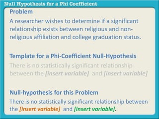 Null hypothesis for phi-coefficient | PPTX