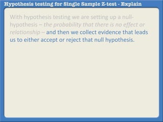 Null hypothesis for Single Sample Z Test | PPTX | Educational ...