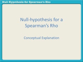Null-hypothesis for a 
Spearman’s Rho 
Conceptual Explanation 
 