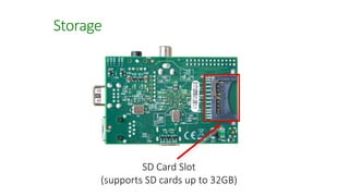 SD Card Slot
(supports SD cards up to 32GB)
Storage
 
