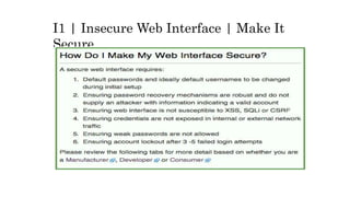 I1 | Insecure Web Interface | Make It
Secure
 