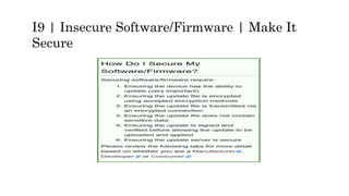 I9 | Insecure Software/Firmware | Make It
Secure
 