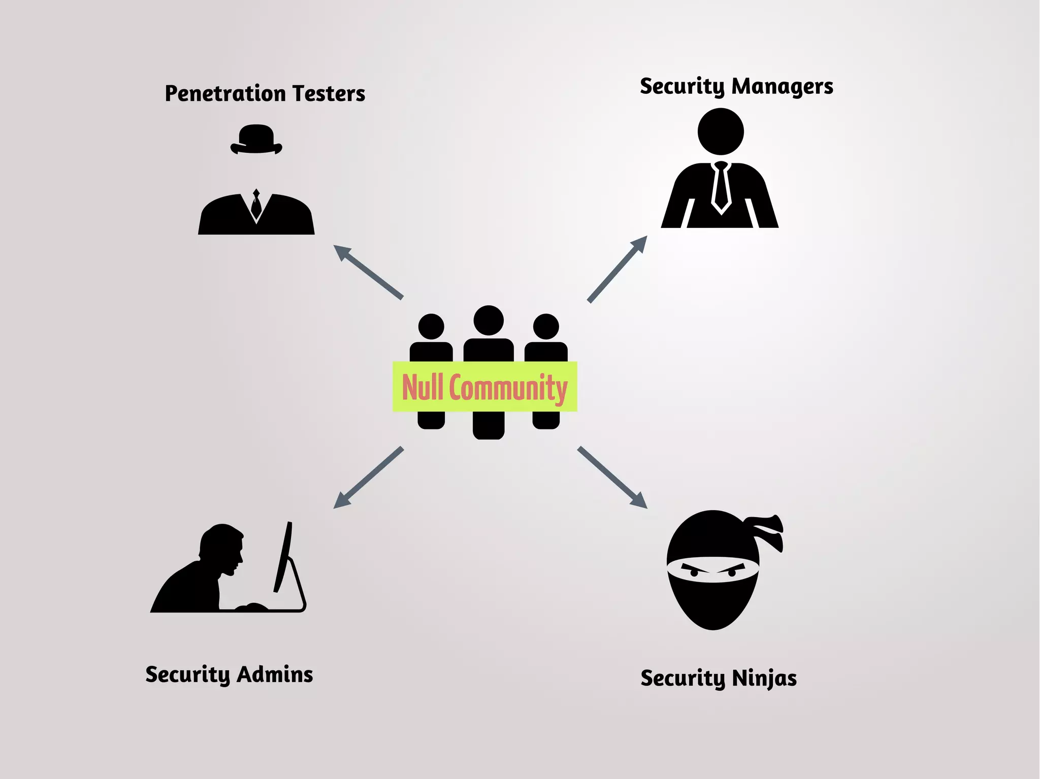 Penetration Testers Security Managers
Security NinjasSecurity Admins
NullCommunity
 