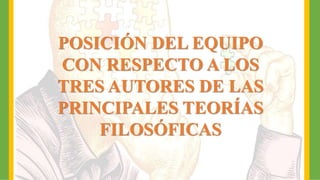 POSICIÓN DEL EQUIPO
CON RESPECTO A LOS
TRES AUTORES DE LAS
PRINCIPALES TEORÍAS
FILOSÓFICAS
 