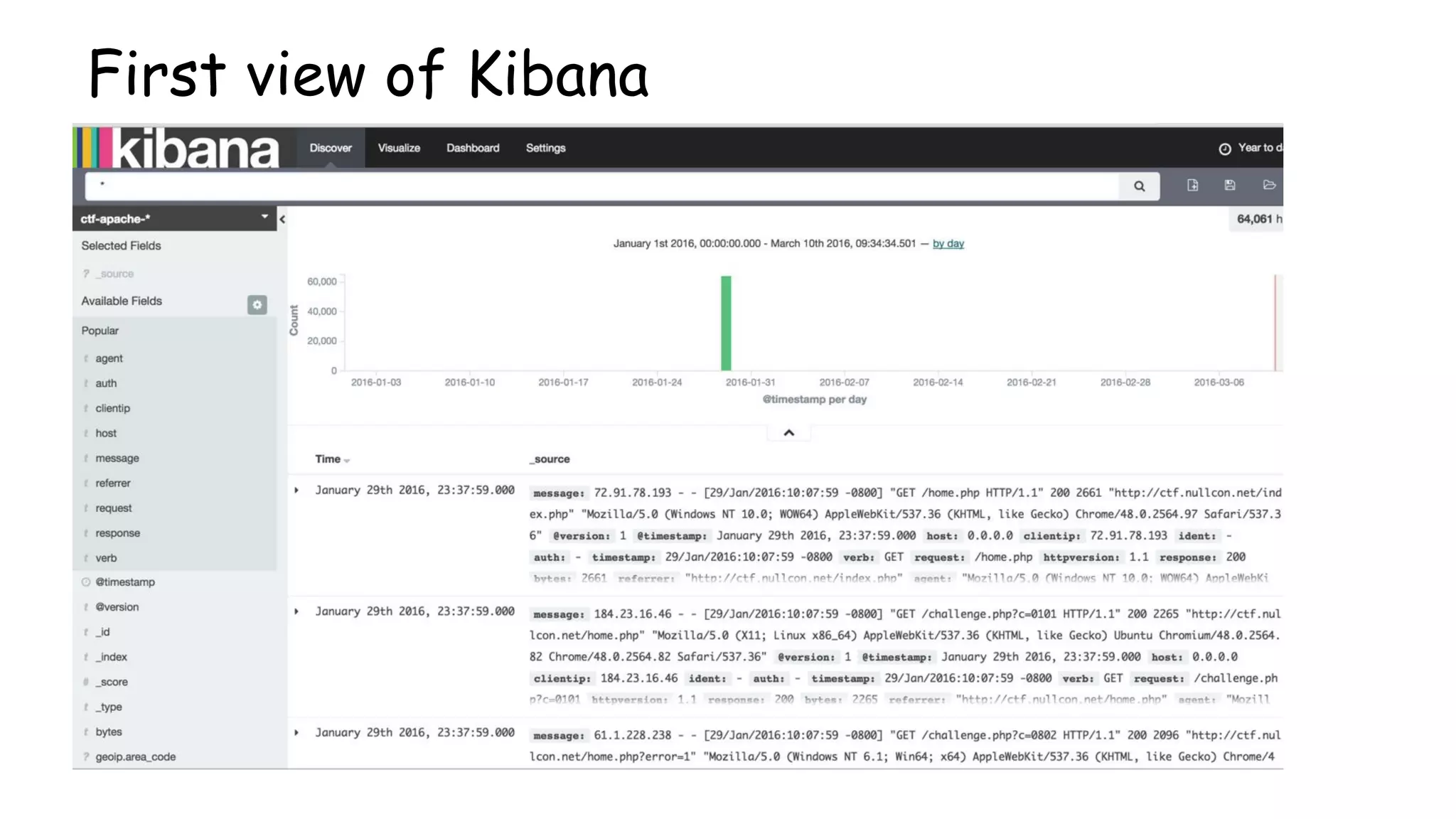 First view of Kibana
 