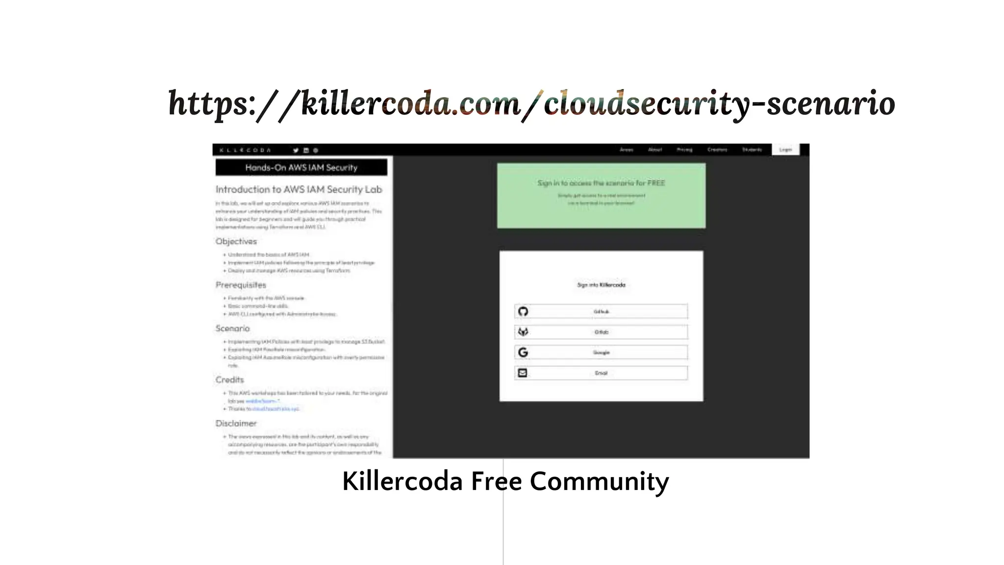 “
Killercoda Free Community
 