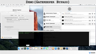 only 4 launch items
no 'java' processes
fully patched OS X
gatekeeper enabled
DEMO(GATEKEEPER BYPASS)
 