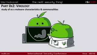 PART 0X2: VIROLOGY
study of os x malware characterisdcs & commonalides
 
