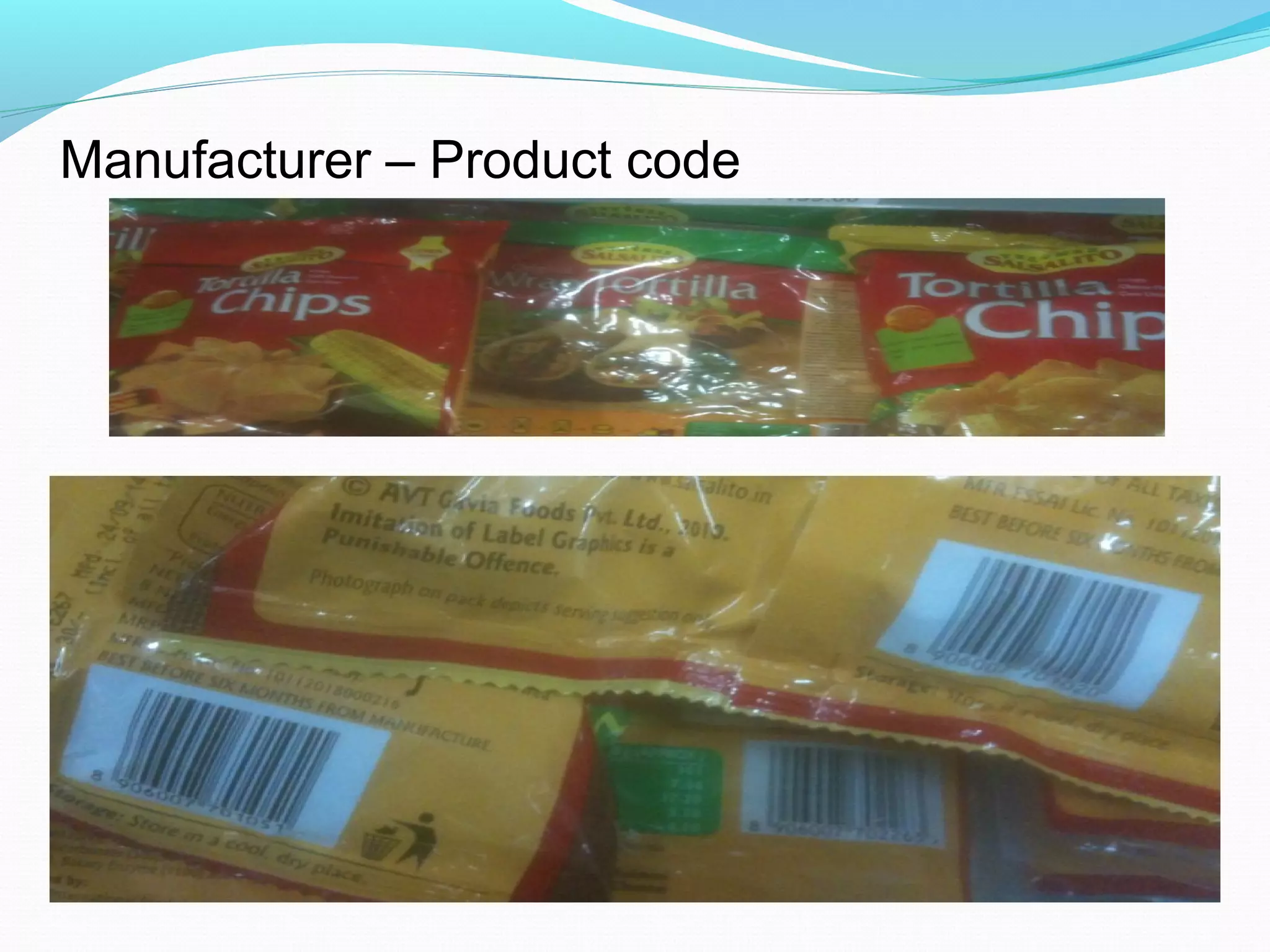 Manufacturer – Product code
 