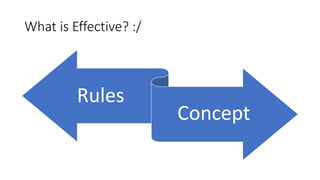 What is Effective? :/
Rules
Concept
 