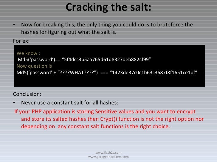 Salt Cryptography & Cracking Salted Hashes by fb1h2s
