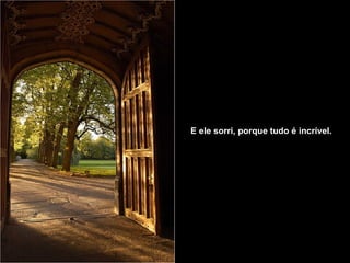 E ele sorri, porque tudo é incrível.   