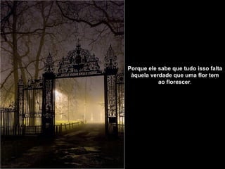 Porque ele sabe que tudo isso falta àquela verdade   que uma flor tem ao florescer . 