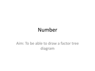 Number Aim: To be able to draw a factor tree diagram 