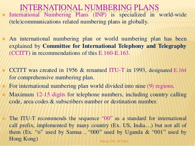 Numbering plan system