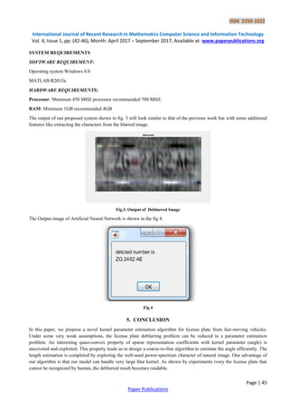 NUMBER PLATE IMAGE DETECTION FOR FAST MOTION VEHICLES USING BLUR KERNEL ...