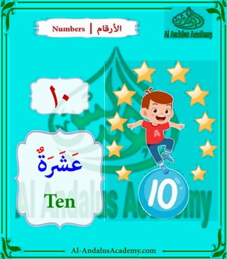 Al-AndalusAcademy.com
Numbers | ‫األرقام‬
Numbers | ‫األرقام‬
ٌ‫ة‬َ َ
‫ش‬َ‫ع‬
Ten
10
 