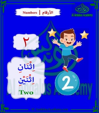 Al-AndalusAcademy.com
Numbers | ‫األرقام‬
Numbers | ‫األرقام‬
2
ِ‫ان‬َ‫ن‬ْ‫ث‬ِ‫ا‬
ِ ْ
‫ي‬َ‫ن‬ْ‫ث‬ِ‫ا‬
Two
 