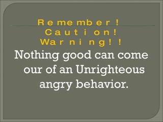 Unrighteous Behavior Numbers 20 2 13 | PPT