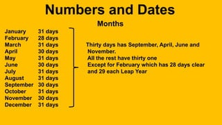 Numbers and dates | PPTX