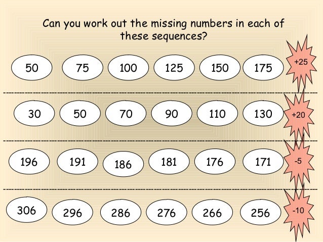 number sequences number sequences