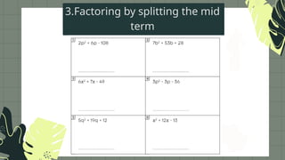 Presentation on Factoring by all methods | PPTX