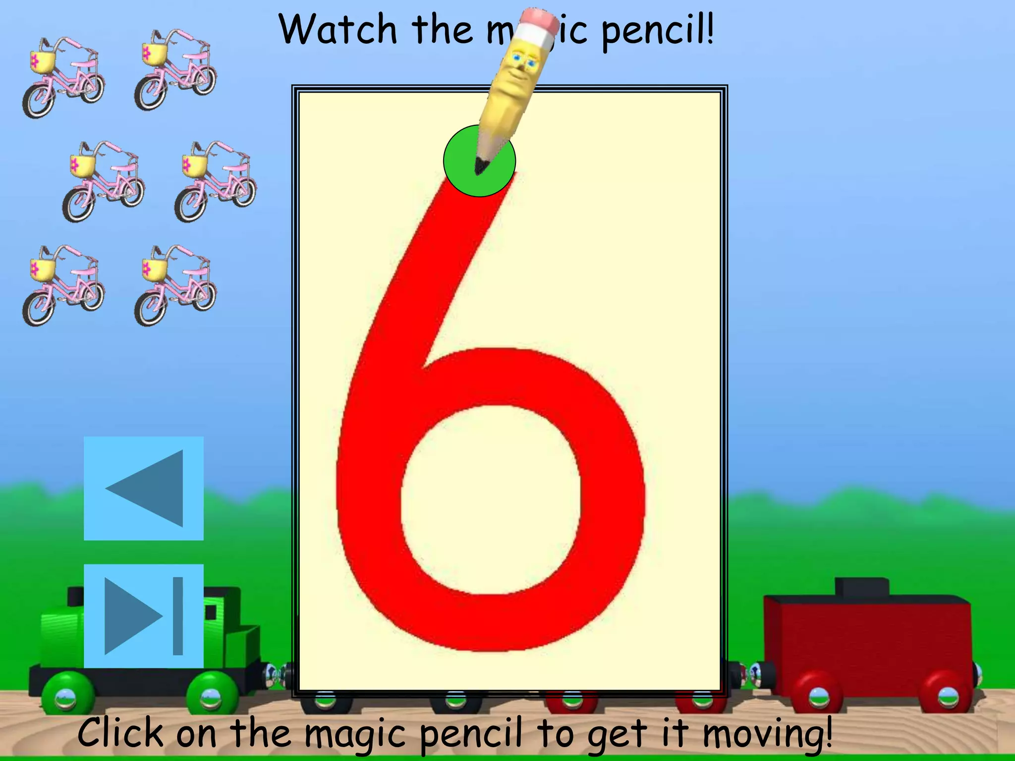 Watch the magic pencil! 
Click on the magic pencil to get it moving! 
 