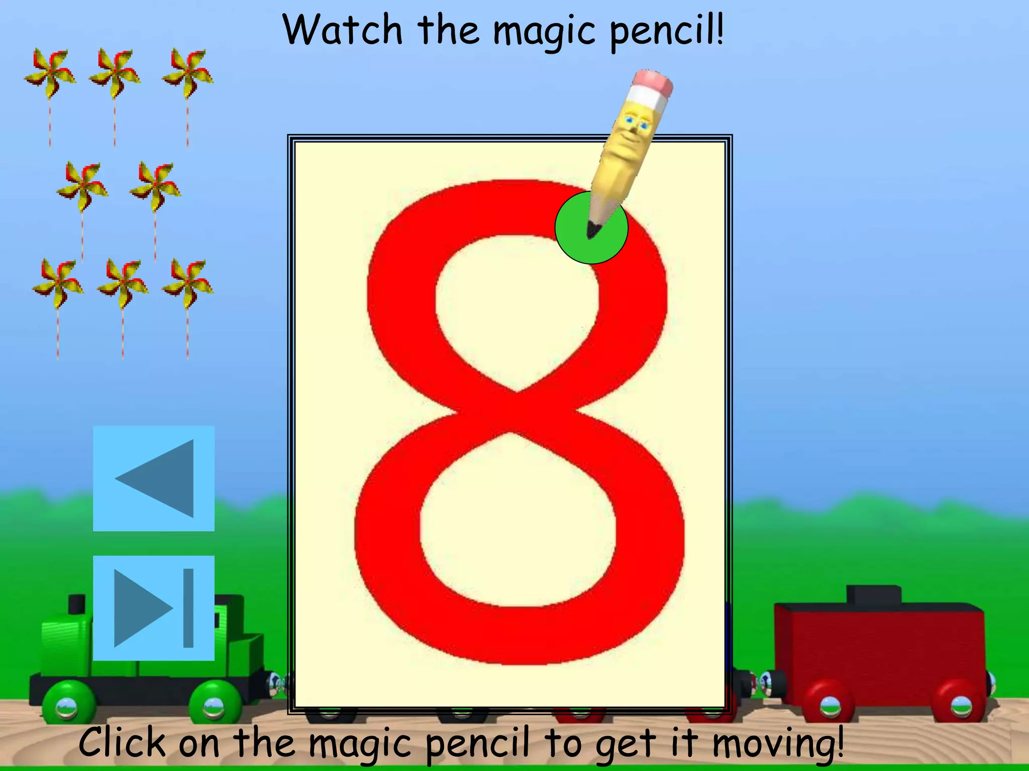 Watch the magic pencil! 
Click on the magic pencil to get it moving! 
 