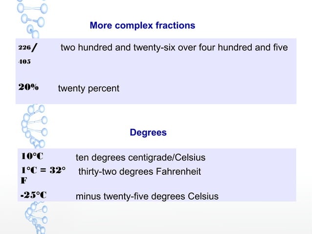 Numbers, fractions and degrees | PPT