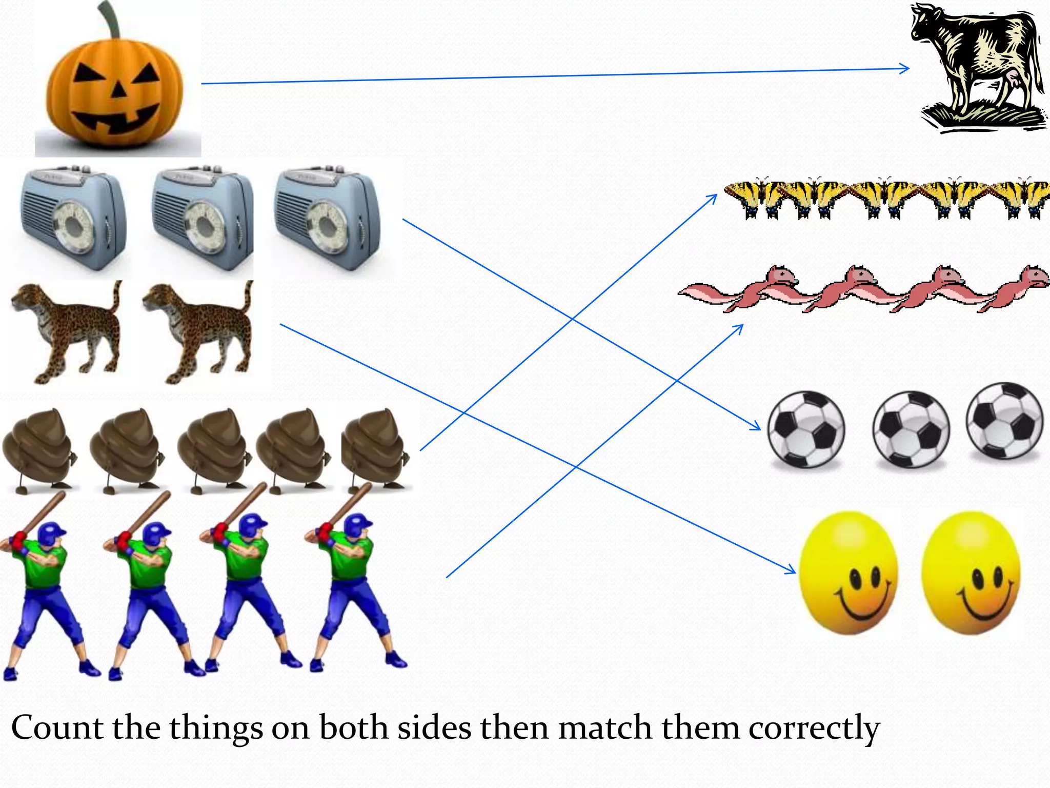 Count the things on both sides then match them correctly
 