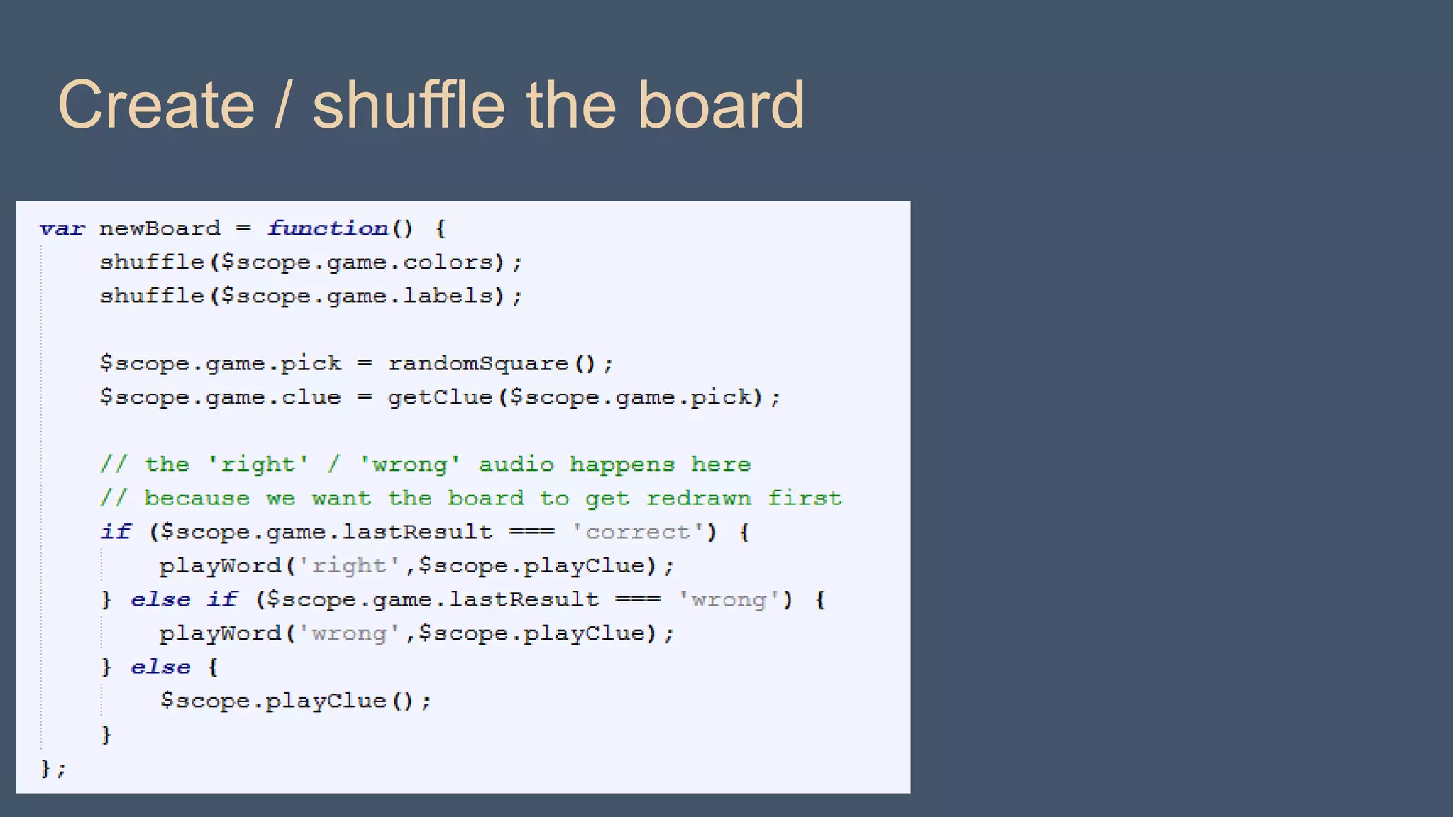 Create / shuffle the board

 
