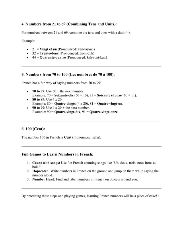 The Numbers In French Language Lessons pdf The numbers in french language lessons pdf