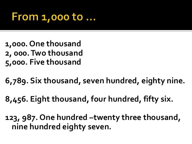 Numbers Review Numbers Review