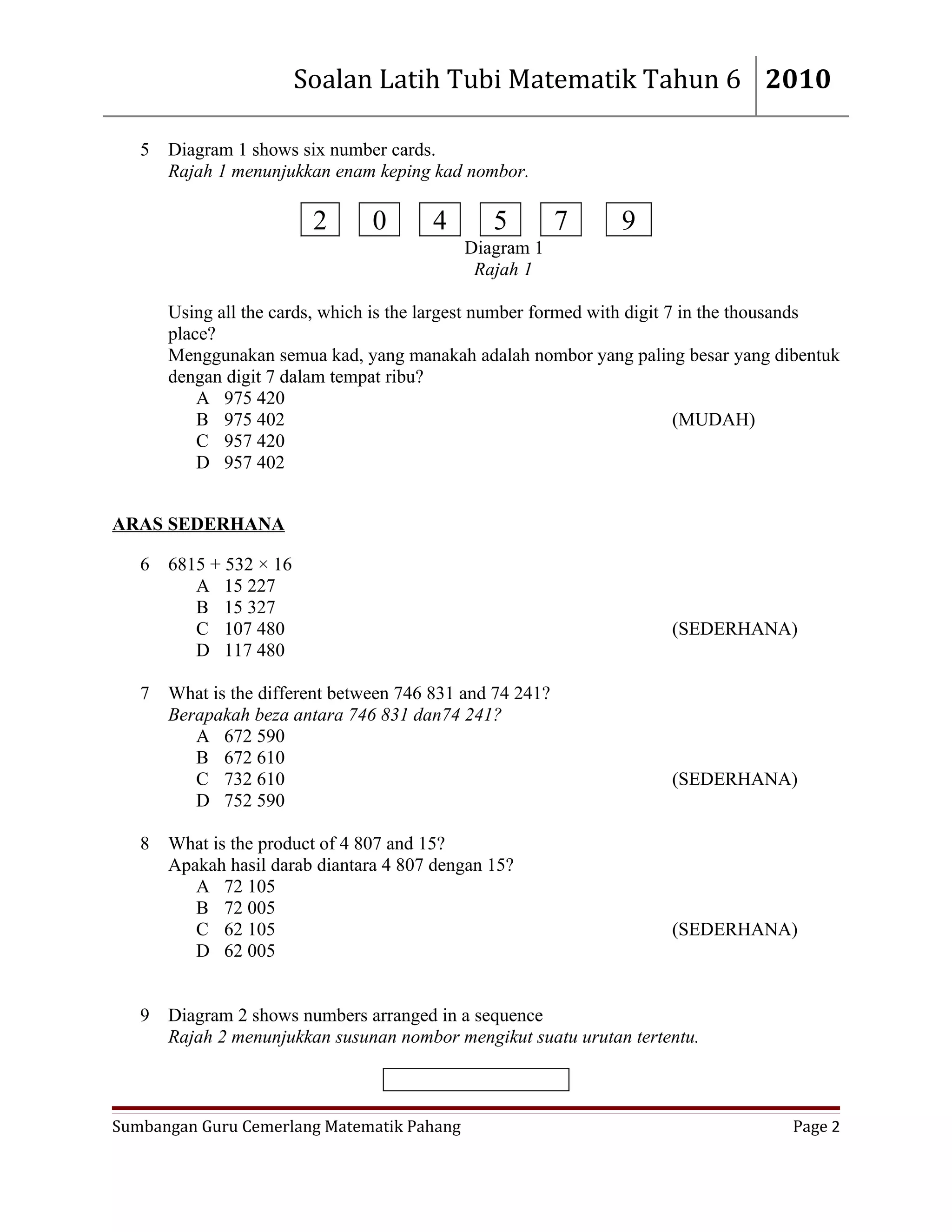 Number sumbangan cikgu latifah abu bakar sk rompin | DOC
