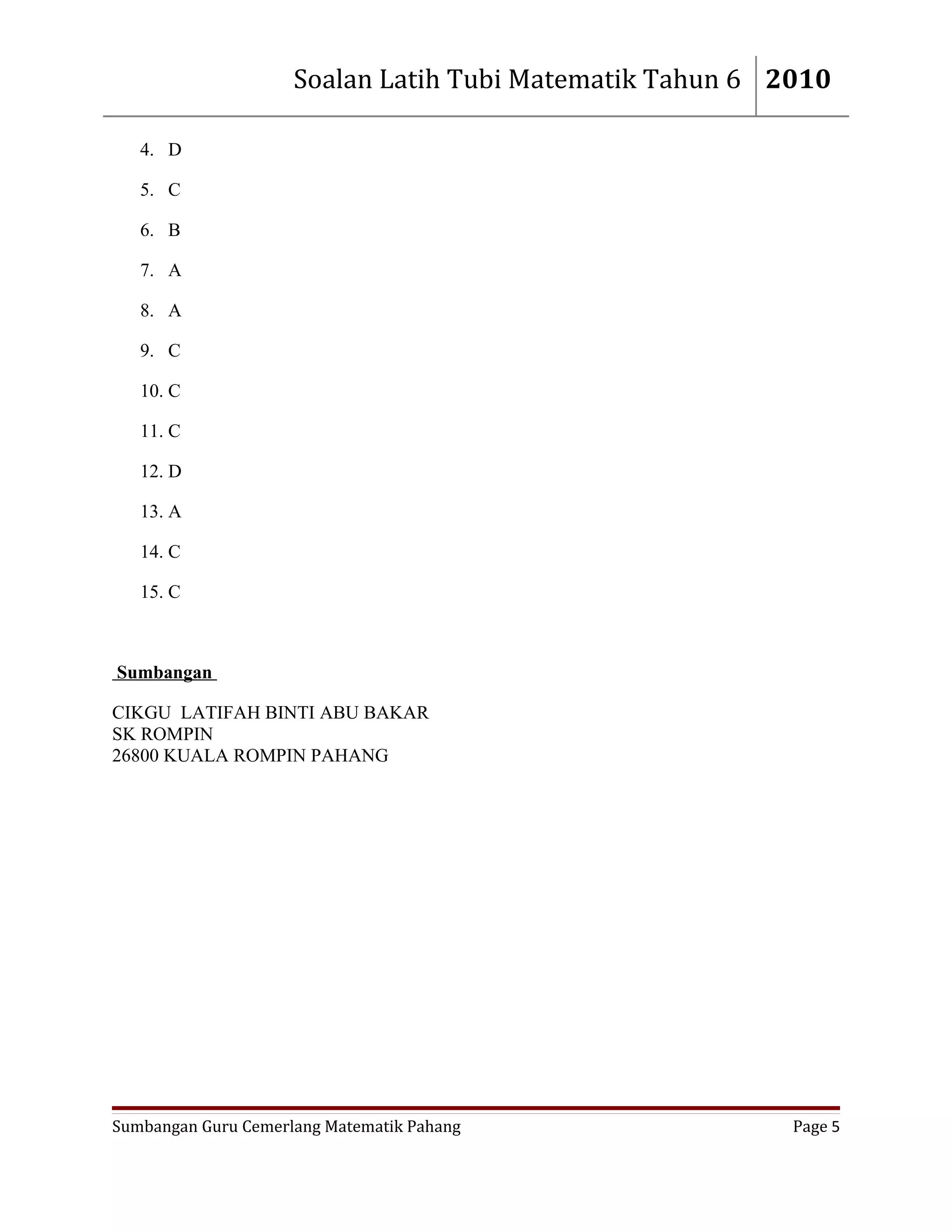 Number sumbangan cikgu latifah abu bakar sk rompin | DOC
