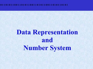 011010110011010110011010110011010110101




         Data Representation
                and
          Number System
 