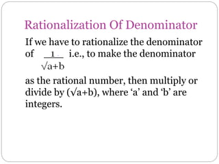 Number System Rationalization Questions Number system | PPTX