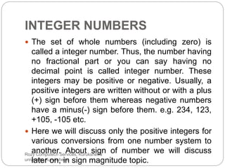 Integers Written As Numerals Number system | PPSX