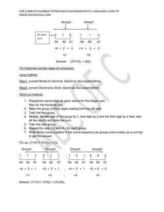 Conversion Long Method Number system with conversions www.eakanchha.com